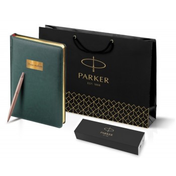 Подарочный набор: Jotter XL SE20 Monochrome в подарочной упаковке, цвет: Pink Gold, стержень Mblue и Ежедневник зеленый недатированный