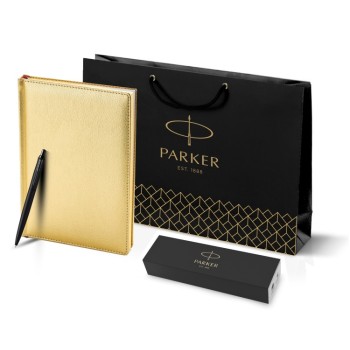 Подарочный набор: Шариковая ручка Parker  Jotter XL SE20 Monochrome в подарочной упаковке, цвет: Black, стержень: Mblue и Ежедневник золотистый недати