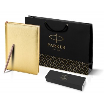 Подарочный набор: Jotter XL SE20 Monochrome в подарочной упаковке, цвет: Pink Gold, стержень Mblue и Ежедневник золотистый недатированный