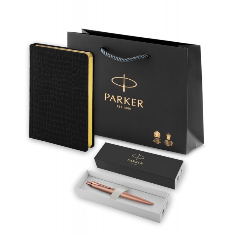 Подарочный набор: Jotter XL SE20 Monochrome в подарочной упаковке, цвет: Pink Gold, стержень Mblue и Ежедневник недатированный А5 чёрный