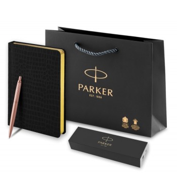 Подарочный набор: Jotter XL SE20 Monochrome в подарочной упаковке, цвет: Pink Gold, стержень Mblue и Ежедневник недатированный А5 чёрный