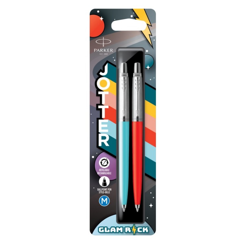 Набор ручек Parker Jotter Originals 70s Glam Rock Azure Blue/Vermilion M, в блистере