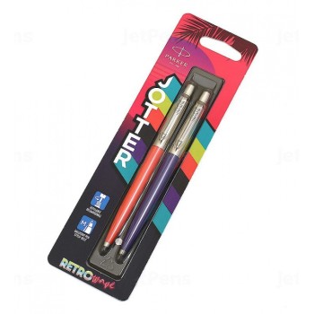 Набор ручек Parker Jotter Originals 80s Retrowave Vermilion Red/Indigo Purple M, в блистере