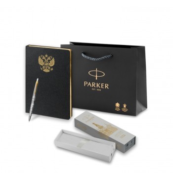 Подарочный набор: Шариковая ручка Parker Jotter Russia SE, цвет: St. Steel GT и Ежедневник недатированный 