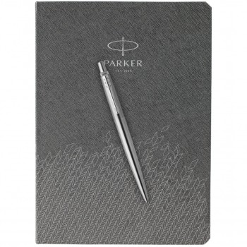 Подарочный набор: Шариковая ручка Parker Jotter Essential, St. Steel СT и Ежедневник  недатированный, серый