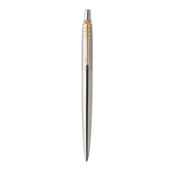 Подарочный набор: Шариковая ручка Parker Jotter Essential, St. Steel GT, стержень: Mblue и Ежедневник недатированный, черный.