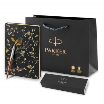 Подарочный набор: Шариковая ручка Parker Jotter Essential Chelsea Orange CT и Ежедневник недатированный, черный.
