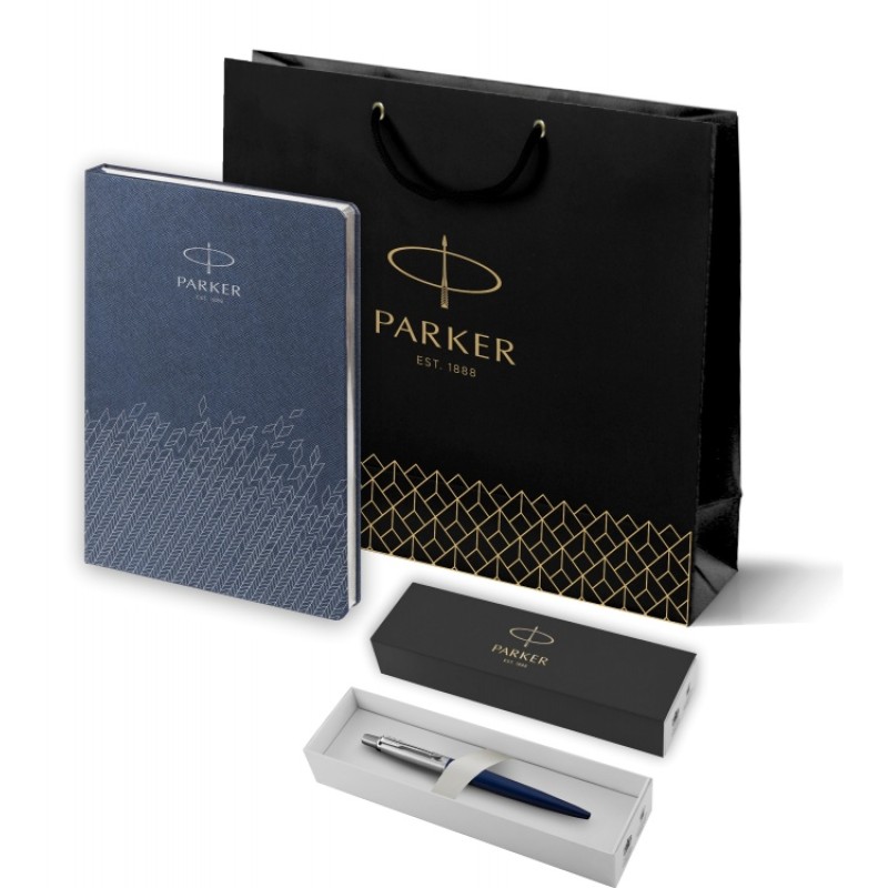 Подарочный набор: Шариковая ручка Parker Jotter Essential, Royal Blue CT и Ежедневник недатированный, синий