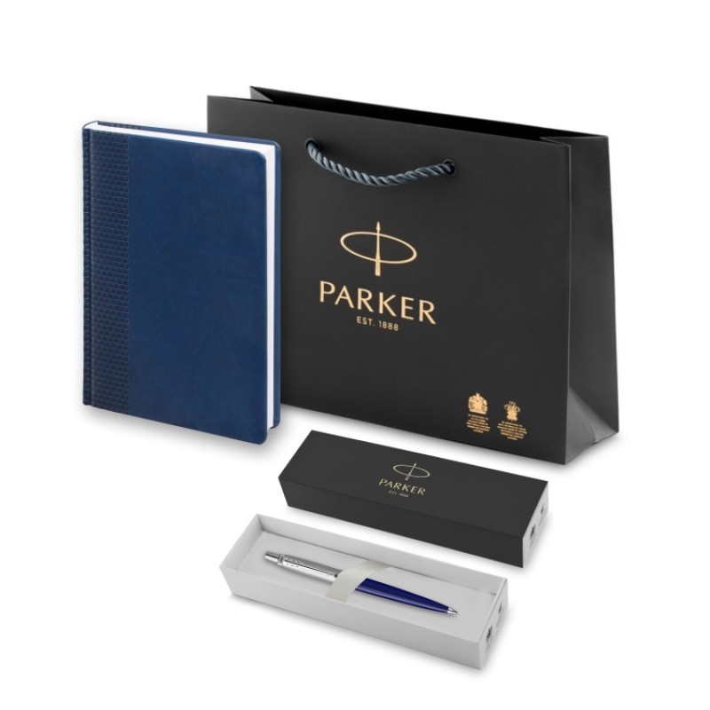 Подарочный набор: Ежедневник недатированный и Шариковая ручка Parker Jotter K160, цвет: Blue