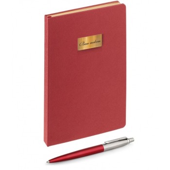 Подарочный набор: Ежедневник красный недатированный  и Шариковая ручка Parker Jotter Essential, Kensington Red CT, стержень: Mblue