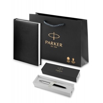 Подарочный набор: Шариковая ручка Parker Jotter K60, цвет: Black, стержень: Mblue, в подарочной упаковке и черный недатированный ежедневник