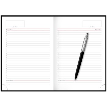 Подарочный набор: Шариковая ручка Parker Jotter K60, цвет: Black, стержень: Mblue, в подарочной упаковке и черный недатированный ежедневник