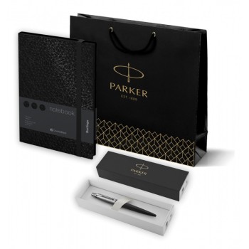 Подарочный набор:  Шариковая ручка Parker Jotter K60, цвет: Black и Ежедневник недатированный, черный срез, черный.