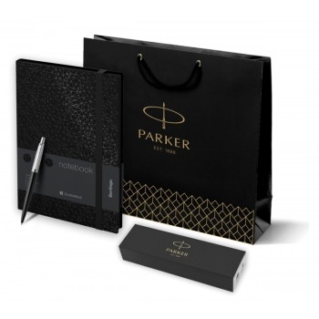 Подарочный набор:  Шариковая ручка Parker Jotter K60, цвет: Black и Ежедневник недатированный, черный срез, черный.