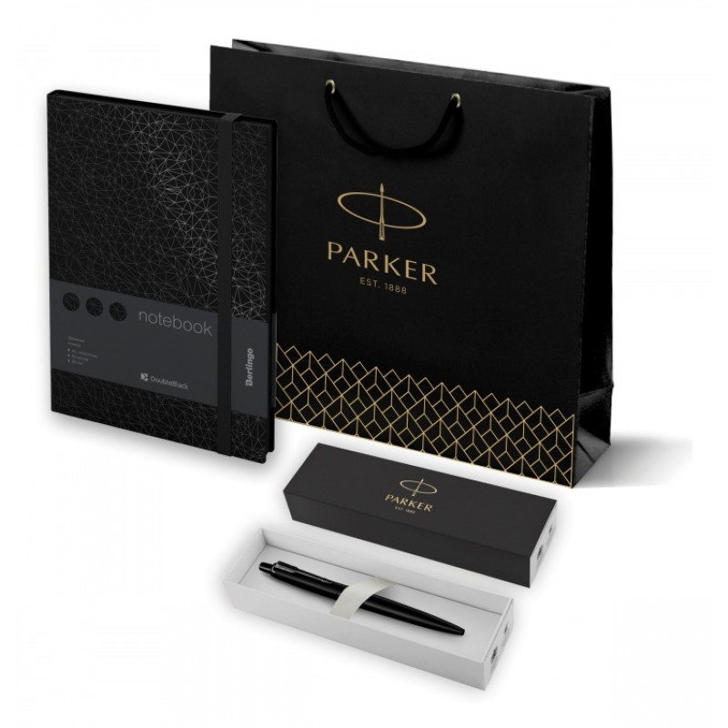 Подарочный набор: Шариковая ручка Parker Jotter XL SE20 Monochrome и Ежедневник недатированный, черный срез, черный.