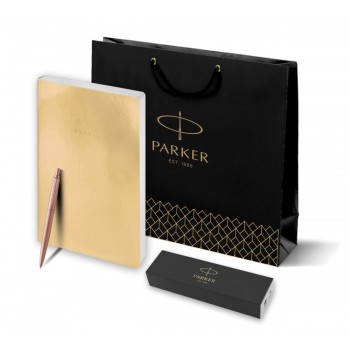 Подарочный набор: Шариковая ручка Parker Jotter XL SE20 Monochrome Pink Gold и Ежедневник недатир. Golden mirror