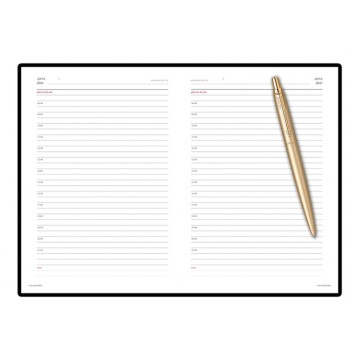 Подарочный набор Parker: Ежедневник красного цвета с золотом и шариковая ручка Parker Jotter XL YellowGold, цвет стержня синий