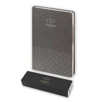 Подарочный набор: Шариковая ручка Parker Jotter K60, цвет: White и Ежедневник  недатированный, серый