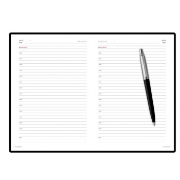 Подарочный набор: Шариковая ручка Parker Jotter Essential, Satin Black CT, стержень: Mblue, в подарочной упаковке и черный недатированный ежедневник