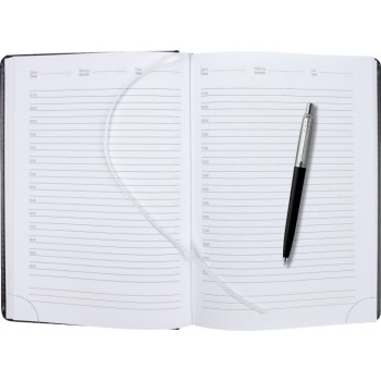Подарочный набор: Шариковая ручка Parker Jotter Essential, Satin Black CT, стержень: Mblue, в подарочной упаковке и черный недатированный ежедневник