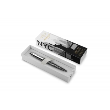 Шариковая ручка Parker Jotter New York Black CT, стержень: M, цвет чернил: blue, в подарочной упаковке