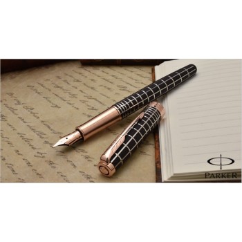 Перьевая ручка и чехол из кожи Parker Sonnet F531 PREMIUM Masculine, цвет: Brown PGT, перо: F,золото 18К