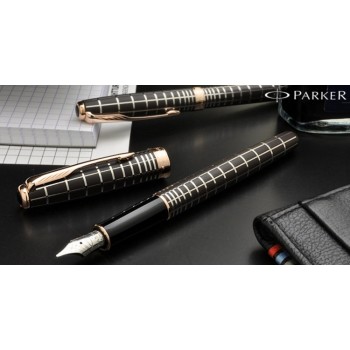 Перьевая ручка и чехол из кожи Parker Sonnet F531 PREMIUM Masculine, цвет: Brown PGT, перо: F,золото 18К