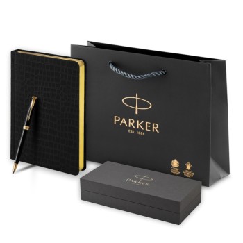 Подарочный набор Parker: шариковая ручка Parker Sonnet GT и ежедневник чёрного цвета с имитацией под кожу рептилии