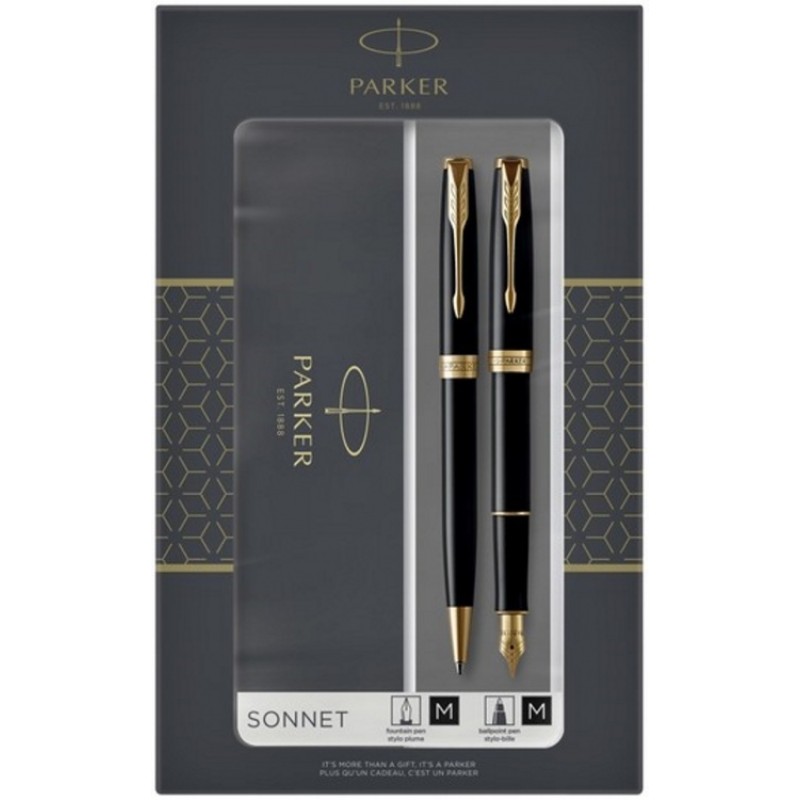 Набор из двух ручек Parker SONNET BLACK GT перьевая и шариковая ручка
