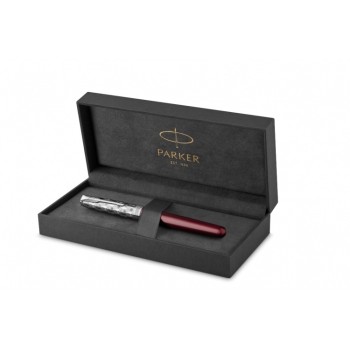 Перьевая ручка и чехол из кожи Parker Sonnet Premium Refresh RED CT, перо 18K, толщина F, цвет чернил black, в подарочной упаковке