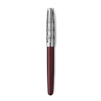 Перьевая ручка и чехол из кожи Parker Sonnet Premium Refresh RED CT, перо 18K, толщина F, цвет чернил black, в подарочной упаковке