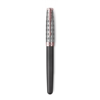 Перьевая ручка и чехол из кожи Parker Sonnet Premium  GREY GT, перо 18K, перо: F, цвет чернил black, в подарочной упаковке