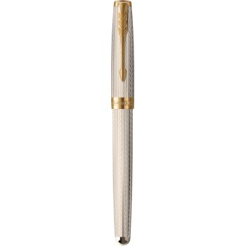 Перьевая ручка и чехол из кожи Parker Sonnet Silver Mistral GT, перо: M, цвет чернил: black, в подарочной упаковке