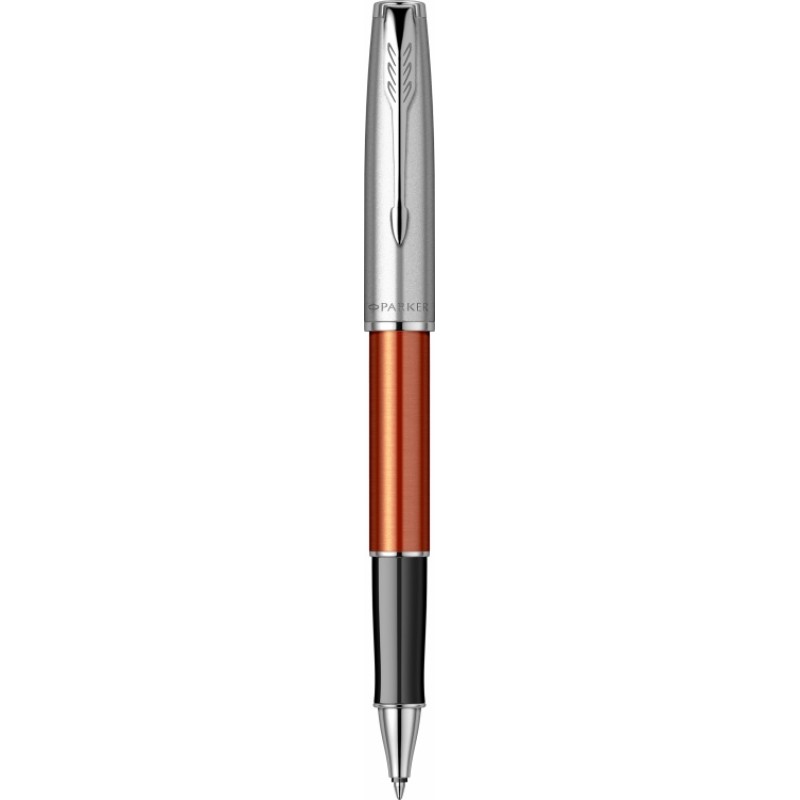 Ручка-роллер Parker Sonnet Essentials Orange SB Steel CT, цвет чернил black,перо: F, в подарочной упаковке.