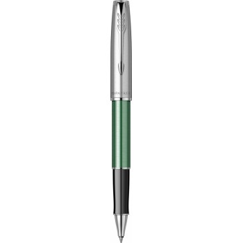 Ручка-роллер Parker Sonnet Essentials Green SB Steel CT, цвет чернил black, перо: F, в подарочной упаковке.