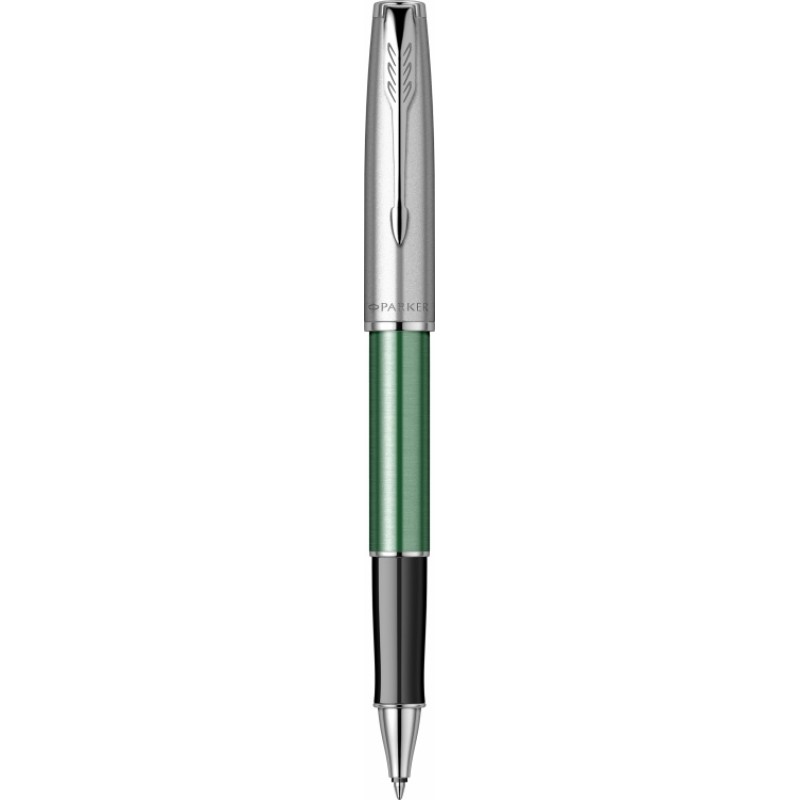 Ручка-роллер Parker Sonnet Essentials Green SB Steel CT, цвет чернил black, перо: F, в подарочной упаковке.