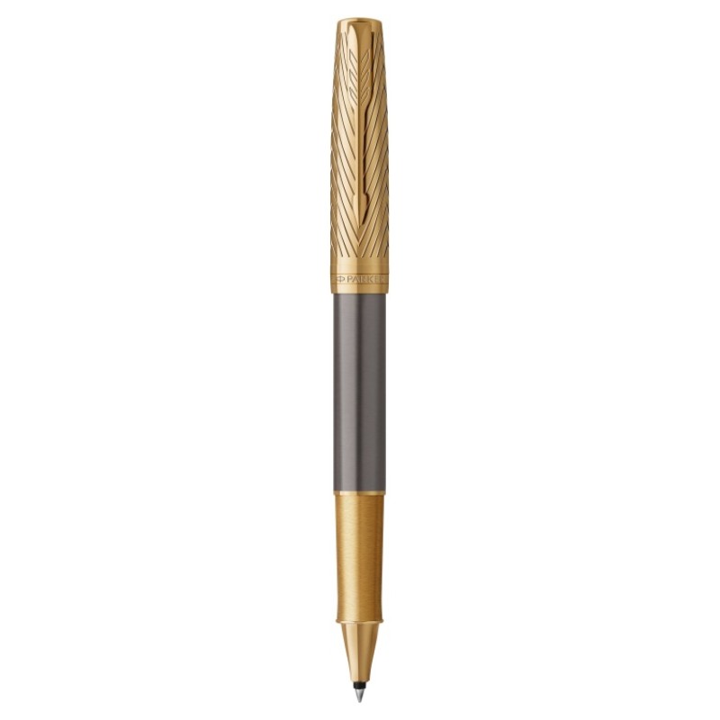 Ручка роллер Parker Sonnet Pioneers T542 Gray and Gold, стержень: F, цвет чернил: black, в подарочной коробке