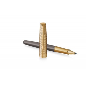 Ручка роллер Parker Sonnet Pioneers T542 Gray and Gold, стержень: F, цвет чернил: black, в подарочной коробке