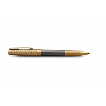 Ручка роллер Parker Sonnet Pioneers T542 Gray and Gold, стержень: F, цвет чернил: black, в подарочной коробке