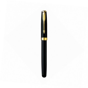 Перьевая ручка и чехол из кожи Parker Sonnet F530, цвет: LaqBlack GT, перо: F, перо: золото 18К
