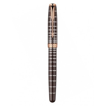 Перьевая ручка и чехол из кожи Parker Sonnet F531 PREMIUM Masculine, цвет: Brown PGT, перо: F,золото 18К