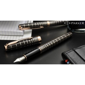Перьевая ручка и чехол из кожи Parker Sonnet F531 PREMIUM Masculine, цвет: Brown PGT, перо: F,золото 18К