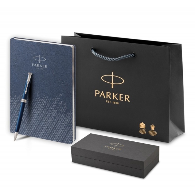 Подарочный набор: Шариковая ручка Sonnet Blue Lacquer CT и Ежедневник недатированный синий