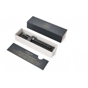 Перьевая ручка Parker Urban Core, (матовый черный лак) Muted Black CT, F309, перо: F, цвет чернил: blue, в подарочной упаковке.