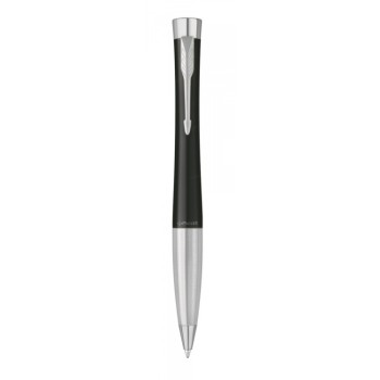Шариковая ручка Parker Urban (матовый черный лак) Muted Black Chrome Trim, стержень: M, цвет чернил: blue/black, в подарочной упаковке.