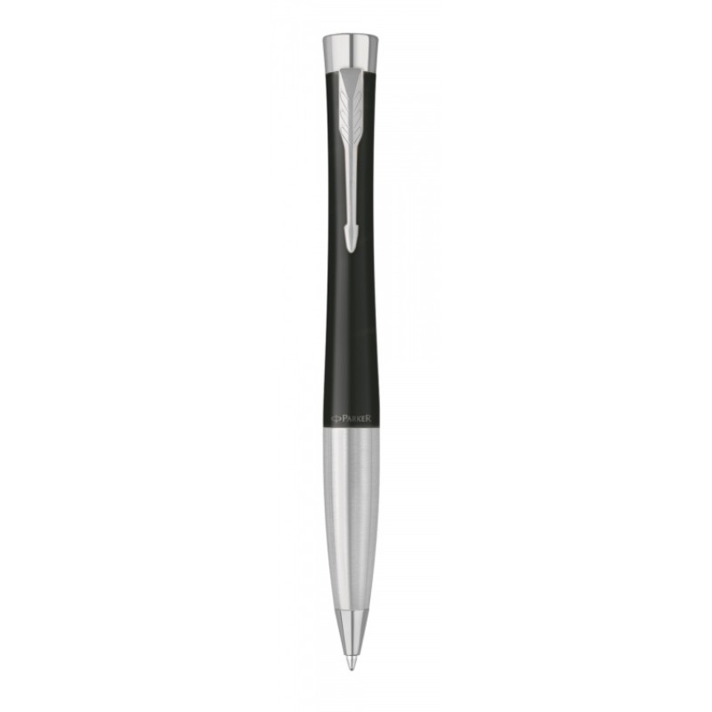 Шариковая ручка Parker Urban (матовый черный лак) Muted Black Chrome Trim, стержень: M, цвет чернил: blue/black, в подарочной упаковке.