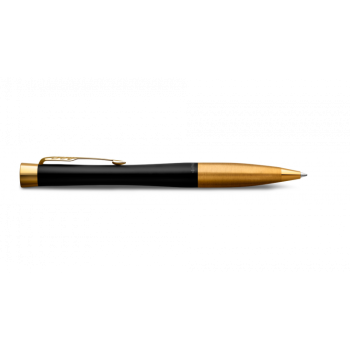 Шариковая ручка Parker Urban (матовый черный лак) Muted Black Gold Finish Trim, стержень: M, цвет чернил: blue, в подарочной упаковке.