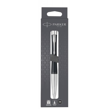 Шариковая ручка Parker Urban (матовый черный лак) Muted Black Chrome Trim, стержень: M, цвет чернил: blue/black, в подарочной упаковке.