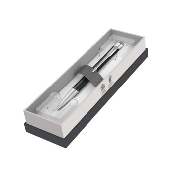 Шариковая ручка Parker Urban (матовый черный лак) Muted Black Chrome Trim, стержень: M, цвет чернил: blue/black, в подарочной упаковке.